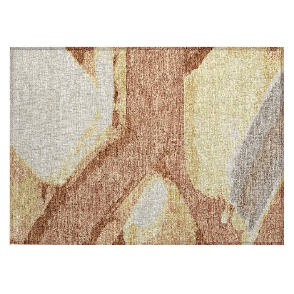 Machine Washable Indoor/Outdoor Chantille ACN2571 Orange 1'8" x 2'6" Rug. Picture 1