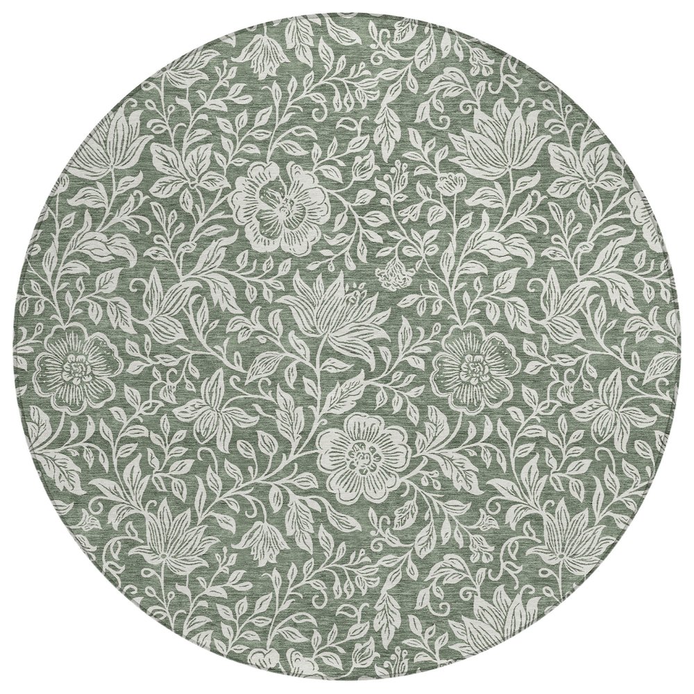 Machine Washable Indoor/Outdoor Chantille ACN2572 Green 8' x 8' Round Rug. Picture 1