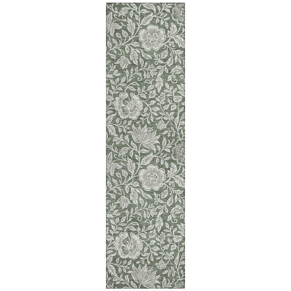 Machine Washable Indoor/Outdoor Chantille ACN2572 Green 2'3" x 7'6" Runner Rug. Picture 1
