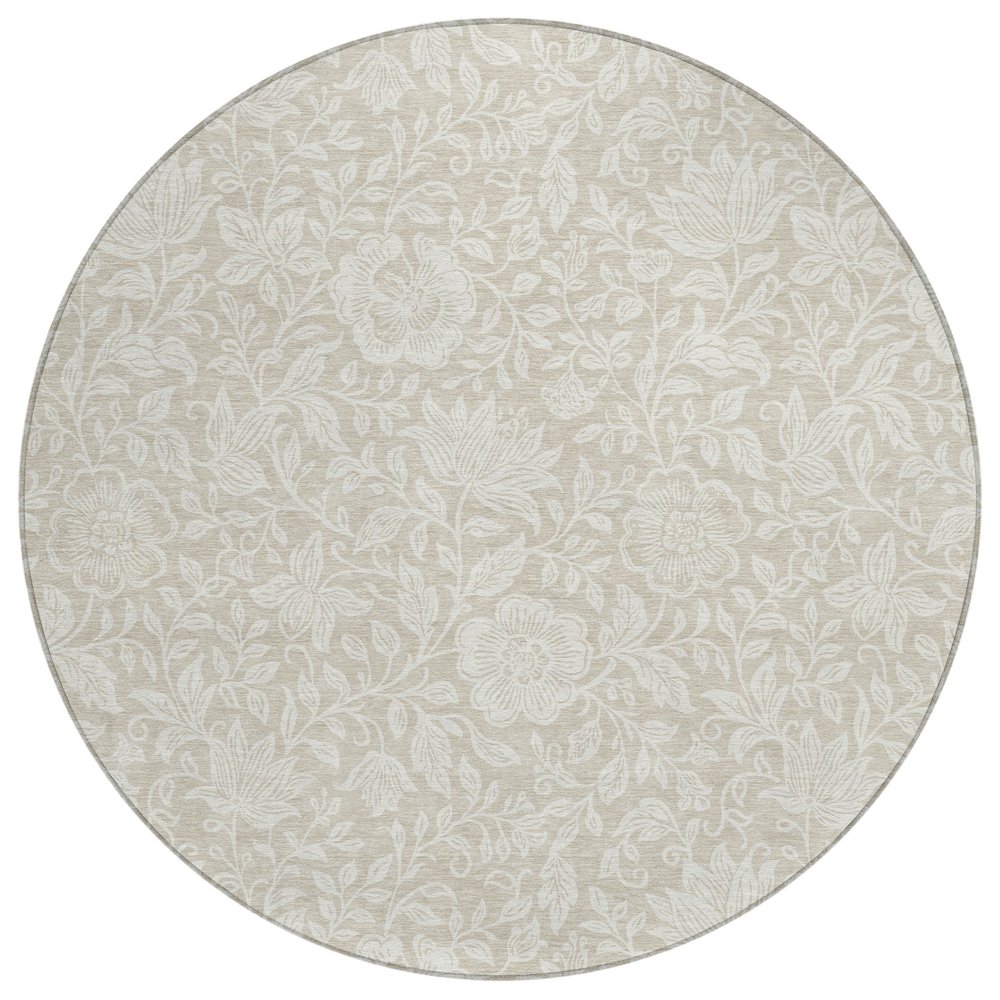 Machine Washable Indoor/Outdoor Chantille ACN2572 Brown 8' x 8' Round Rug. Picture 1
