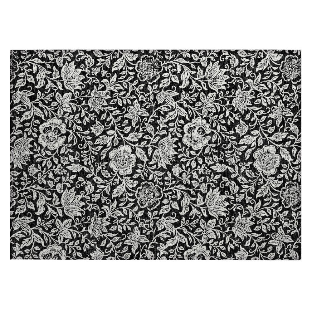 Machine Washable Indoor/Outdoor Chantille ACN2572 Black 1'8" x 2'6" Rug. Picture 1