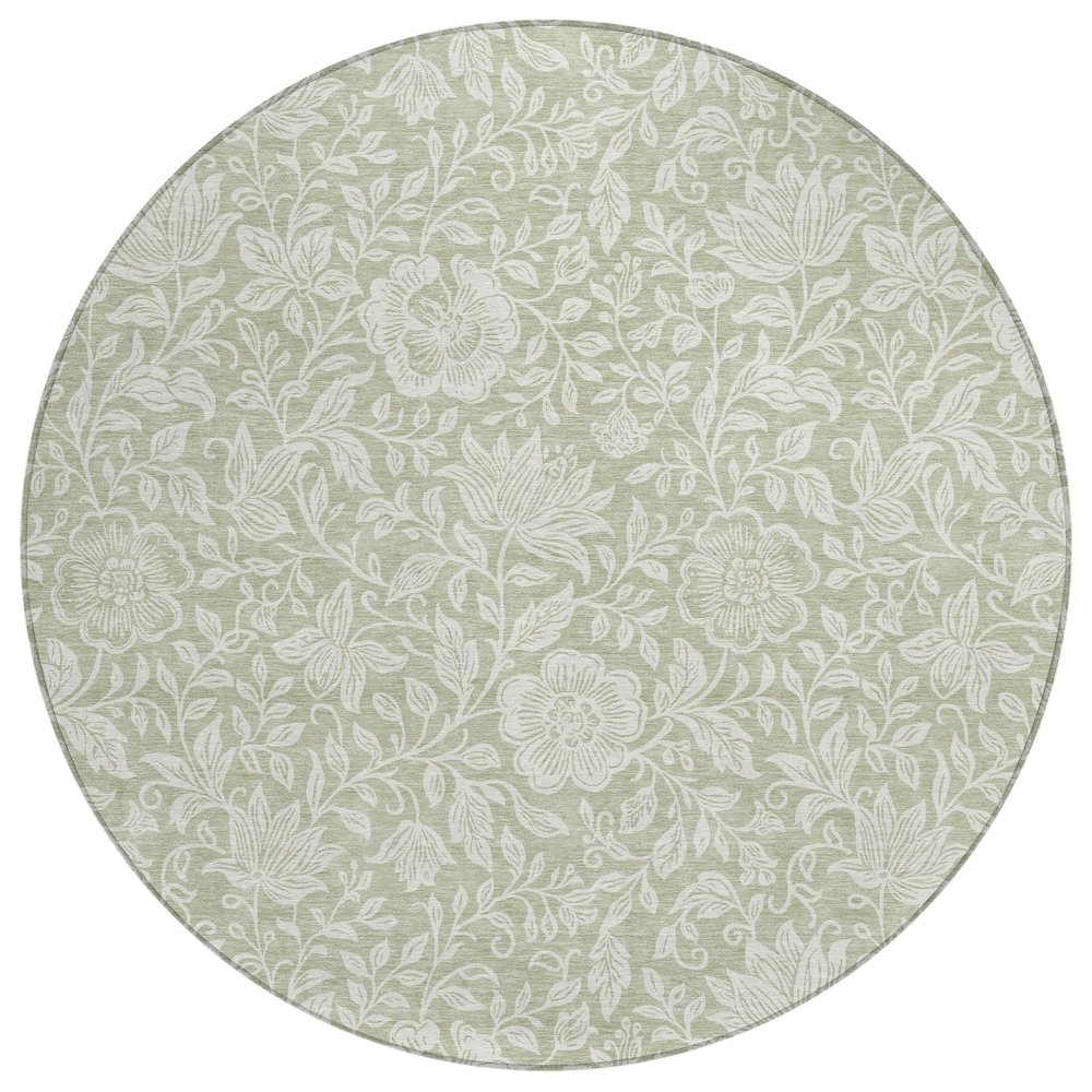 Machine Washable Indoor/Outdoor Chantille ACN2572 Green 8' x 8' Round Rug. Picture 1