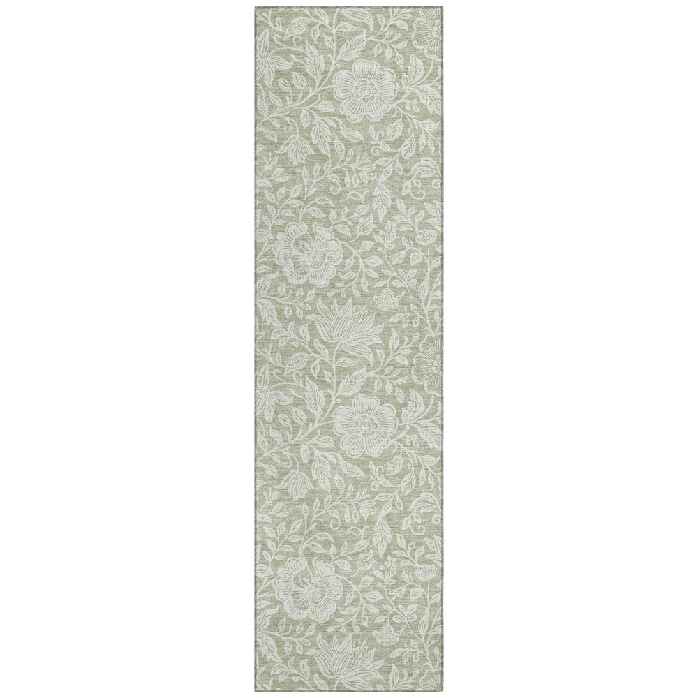 Machine Washable Indoor/Outdoor Chantille ACN2572 Green 2'3" x 7'6" Runner Rug. Picture 1
