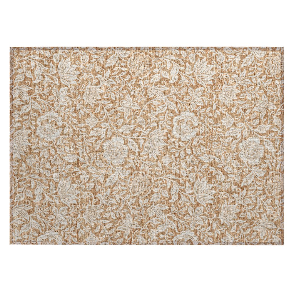 Machine Washable Indoor/Outdoor Chantille ACN2572 Orange 1'8" x 2'6" Rug. Picture 1