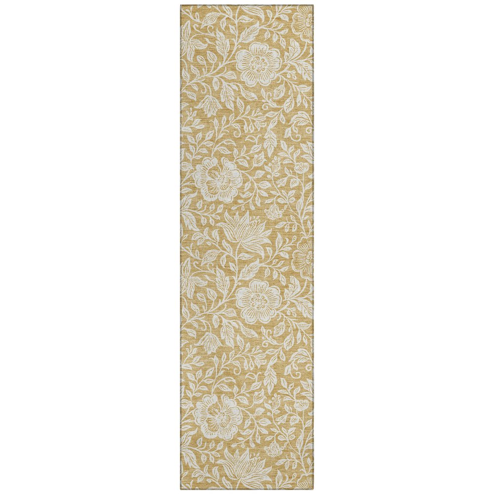 Machine Washable Indoor/Outdoor Chantille ACN2572 Gold 2'3" x 7'6" Runner Rug. Picture 1