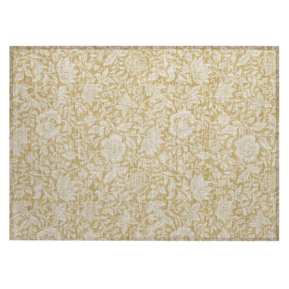 Machine Washable Indoor/Outdoor Chantille ACN2572 Gold 1'8" x 2'6" Rug. Picture 1