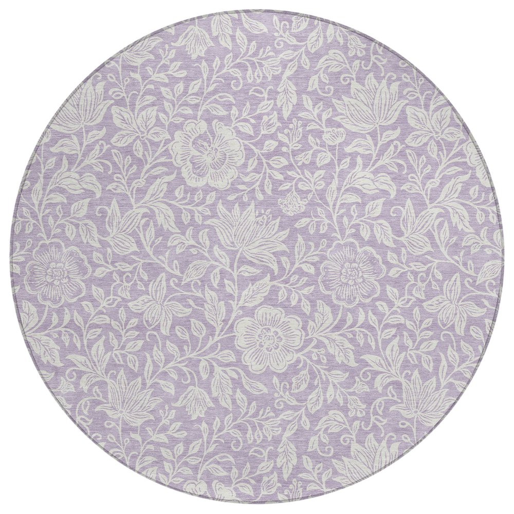 Machine Washable Indoor/Outdoor Chantille ACN2572 Purple 8' x 8' Round Rug. Picture 1