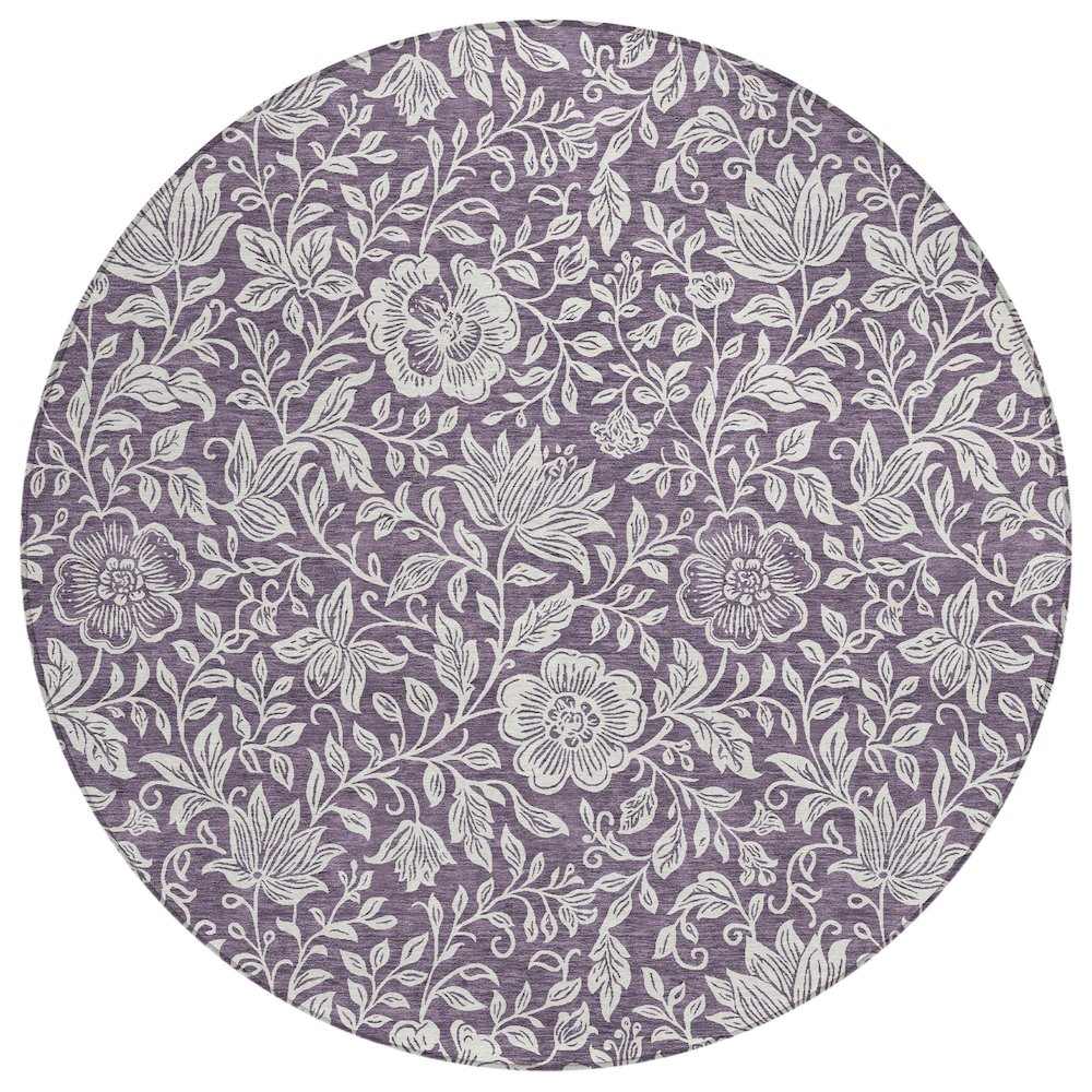 Machine Washable Indoor/Outdoor Chantille ACN2572 Purple 8' x 8' Round Rug. Picture 1
