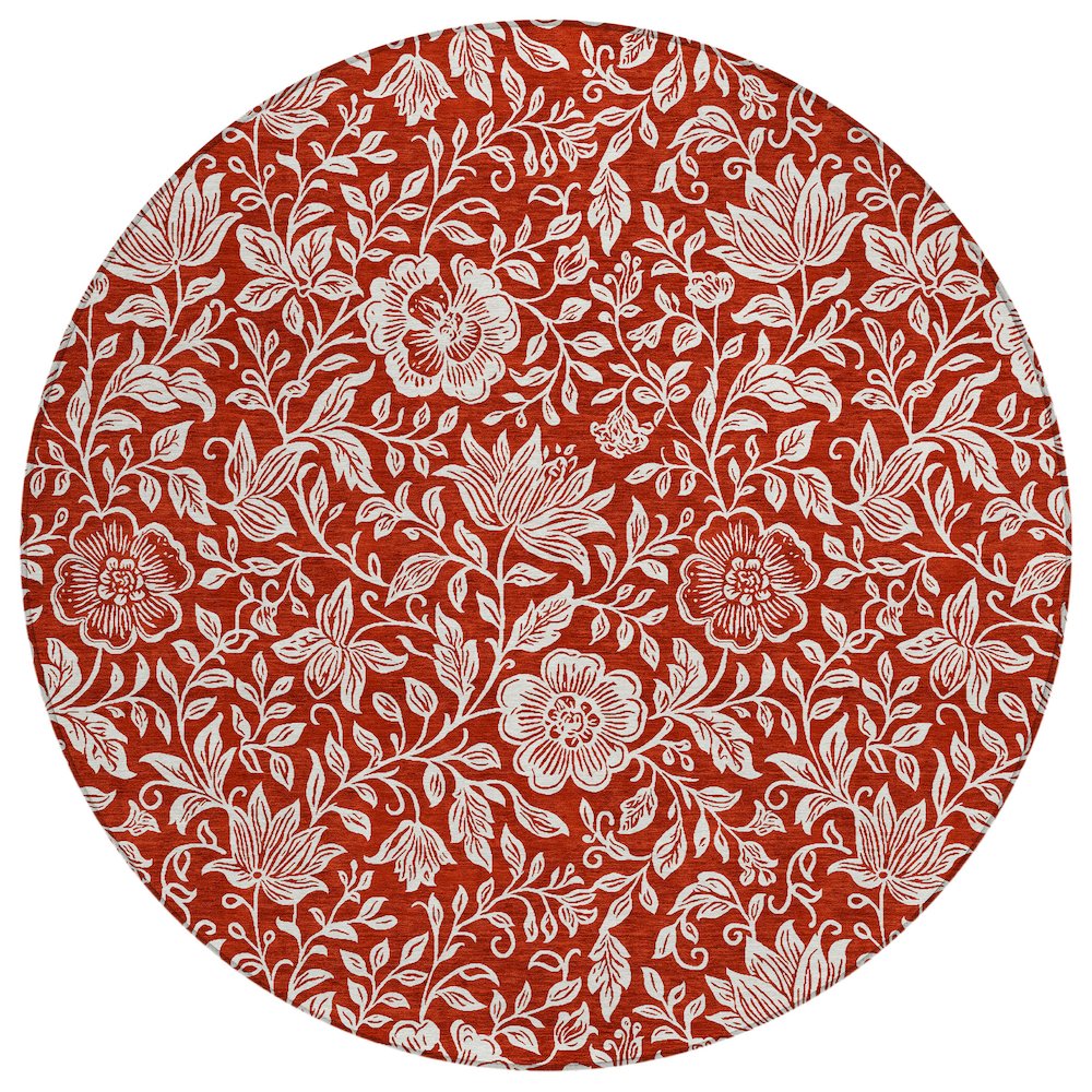 Machine Washable Indoor/Outdoor Chantille ACN2572 Red 8' x 8' Round Rug. Picture 1