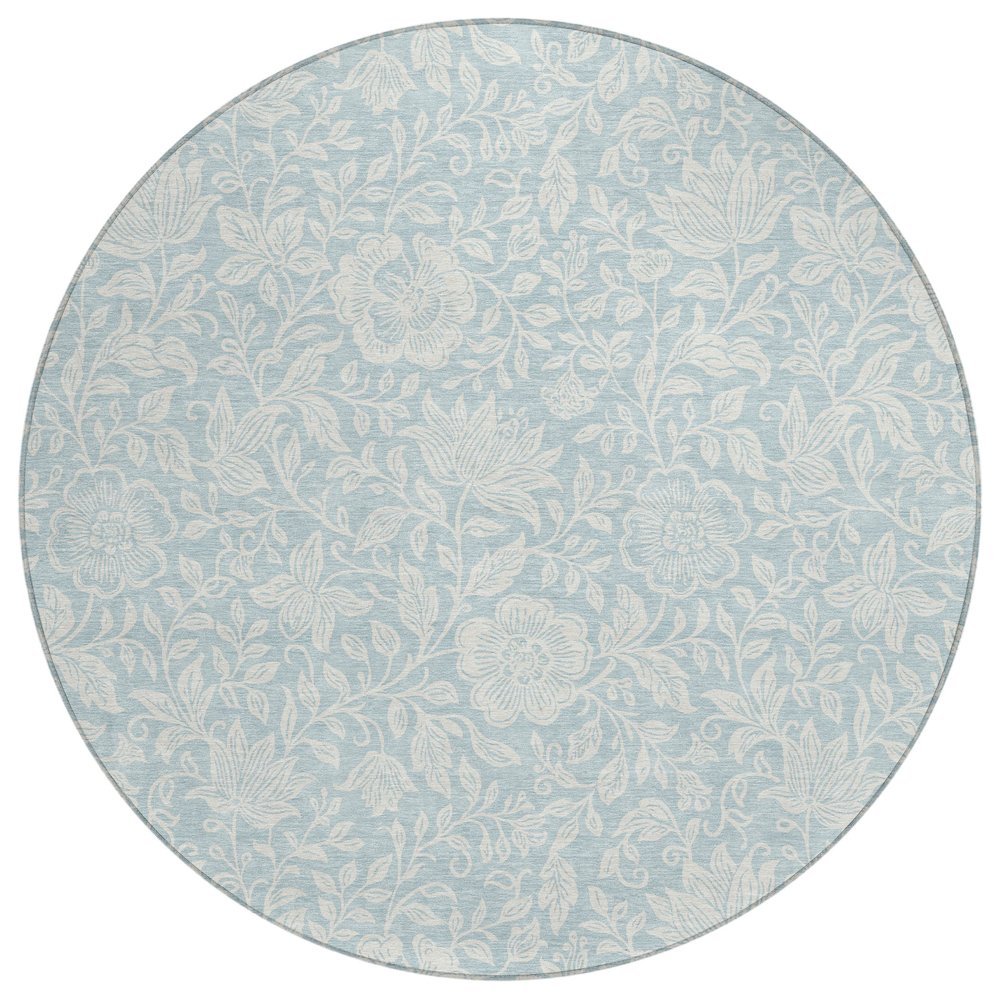Machine Washable Indoor/Outdoor Chantille ACN2572 Blue 8' x 8' Round Rug. Picture 1