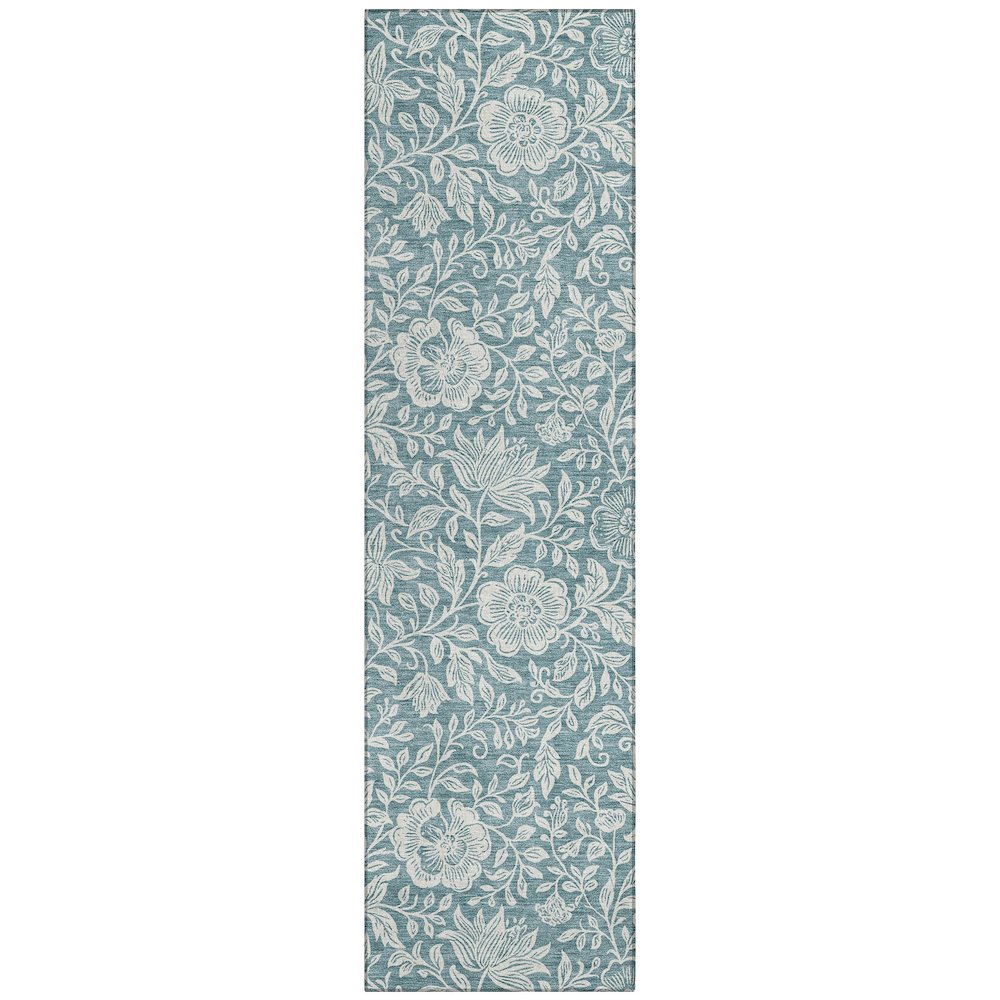 Machine Washable Indoor/Outdoor Chantille ACN2572 Teal 2'3" x 7'6" Runner Rug. Picture 1