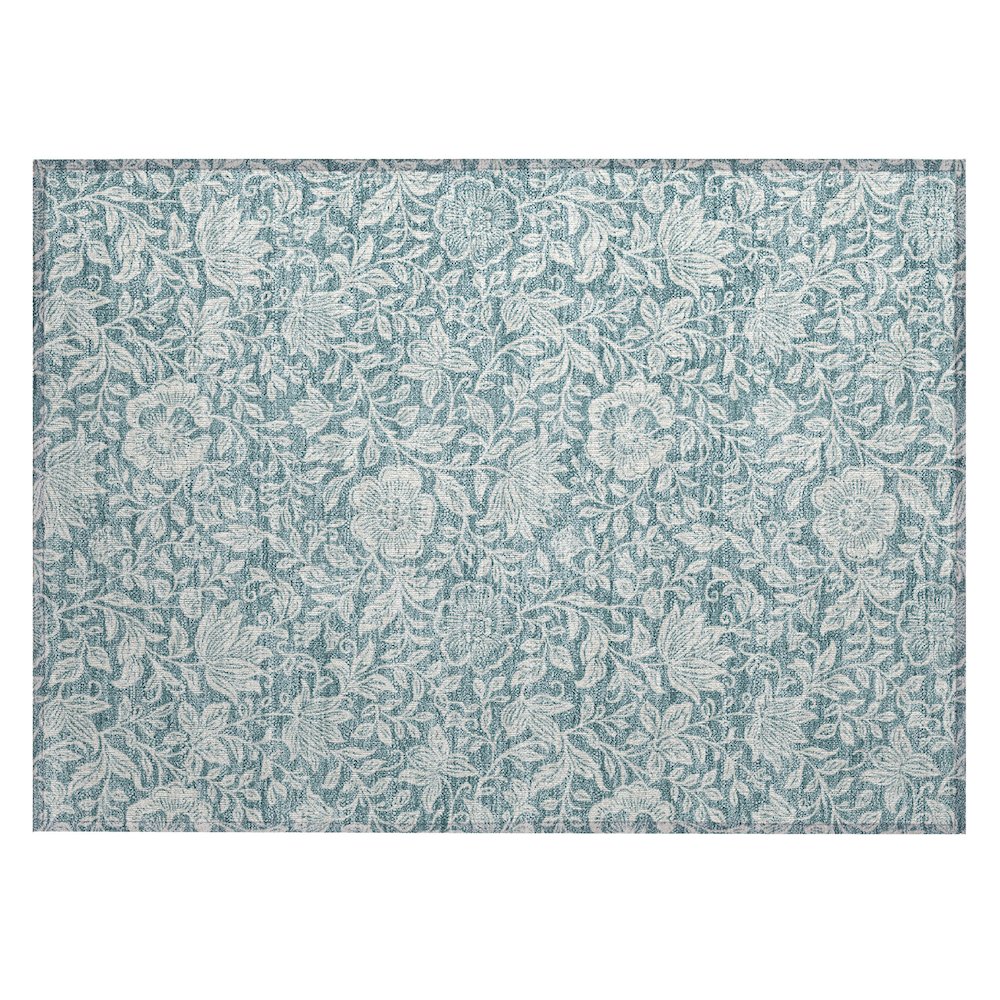 Machine Washable Indoor/Outdoor Chantille ACN2572 Teal 1'8" x 2'6" Rug. Picture 1