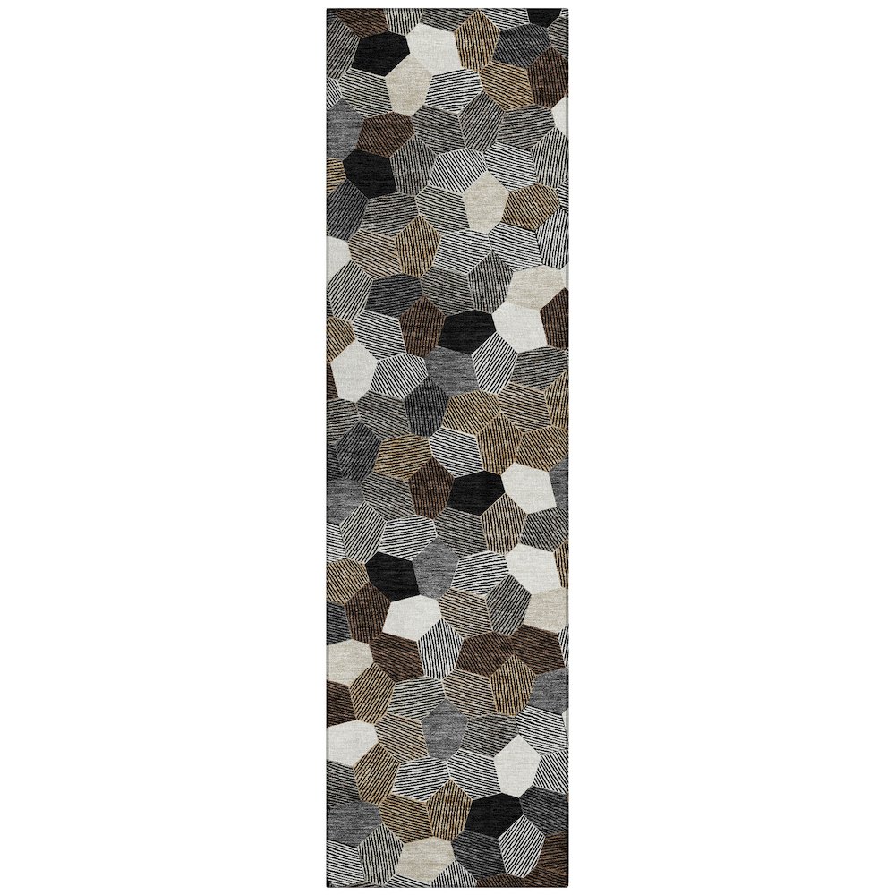 Machine Washable Indoor/Outdoor Chantille ACN2573 Black 2'3" x 7'6" Runner Rug. Picture 1