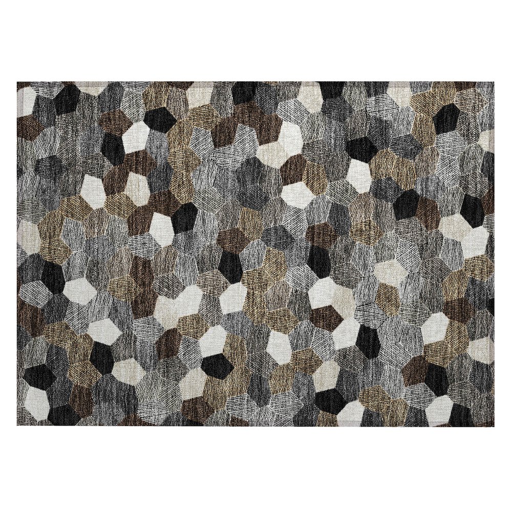 Machine Washable Indoor/Outdoor Chantille ACN2573 Black 1'8" x 2'6" Rug. Picture 1