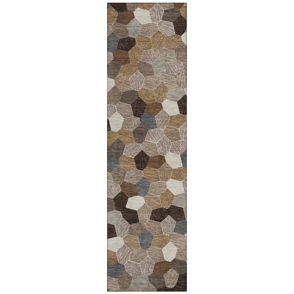 Machine Washable Indoor/Outdoor Chantille ACN2573 Brown 2'3" x 7'6" Runner Rug. Picture 1