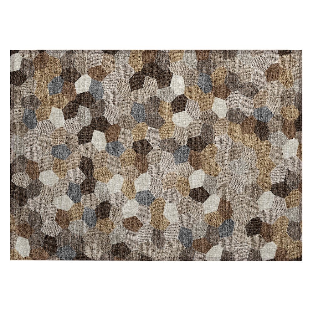Machine Washable Indoor/Outdoor Chantille ACN2573 Brown 1'8" x 2'6" Rug. Picture 1