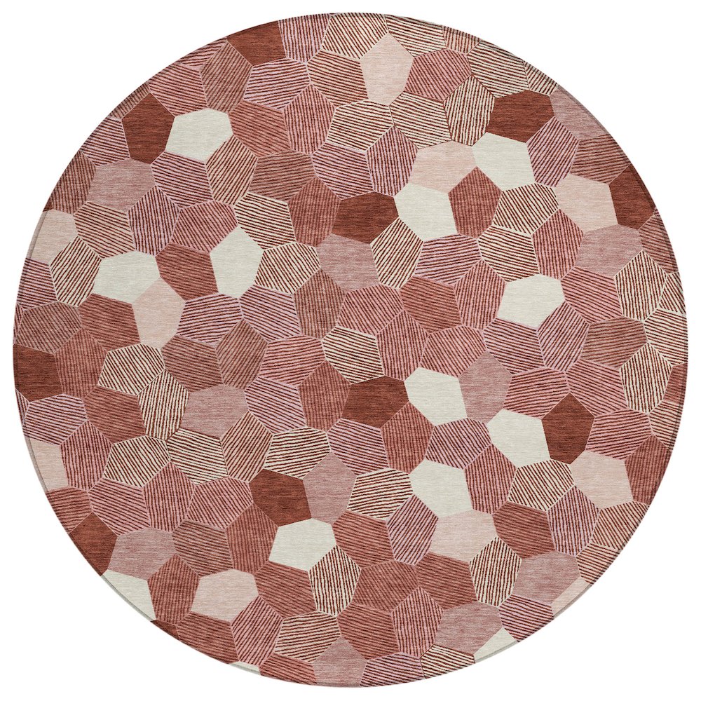 Machine Washable Indoor/Outdoor Chantille ACN2573 Red 8' x 8' Round Rug. Picture 1