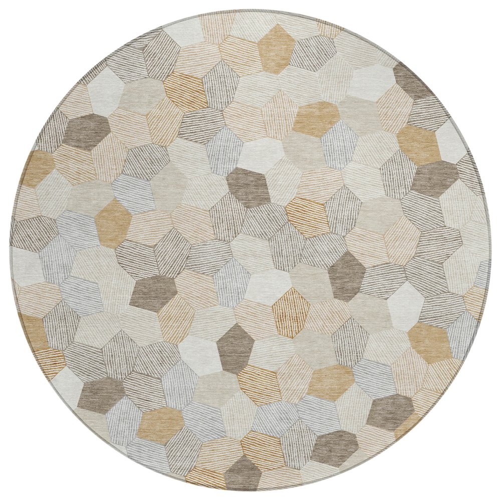 Machine Washable Indoor/Outdoor Chantille ACN2573 Ivory 8' x 8' Round Rug. Picture 1