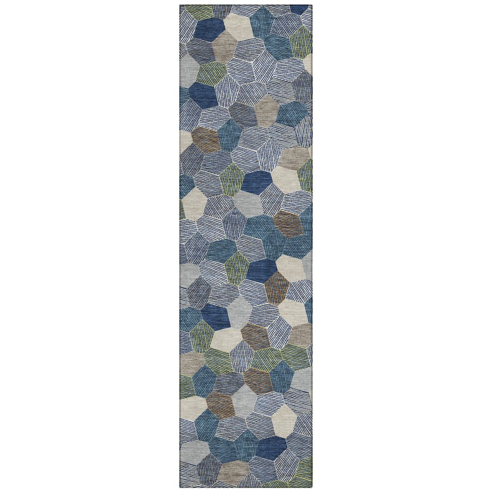Machine Washable Indoor/Outdoor Chantille ACN2573 Blue 2'3" x 7'6" Runner Rug. Picture 1