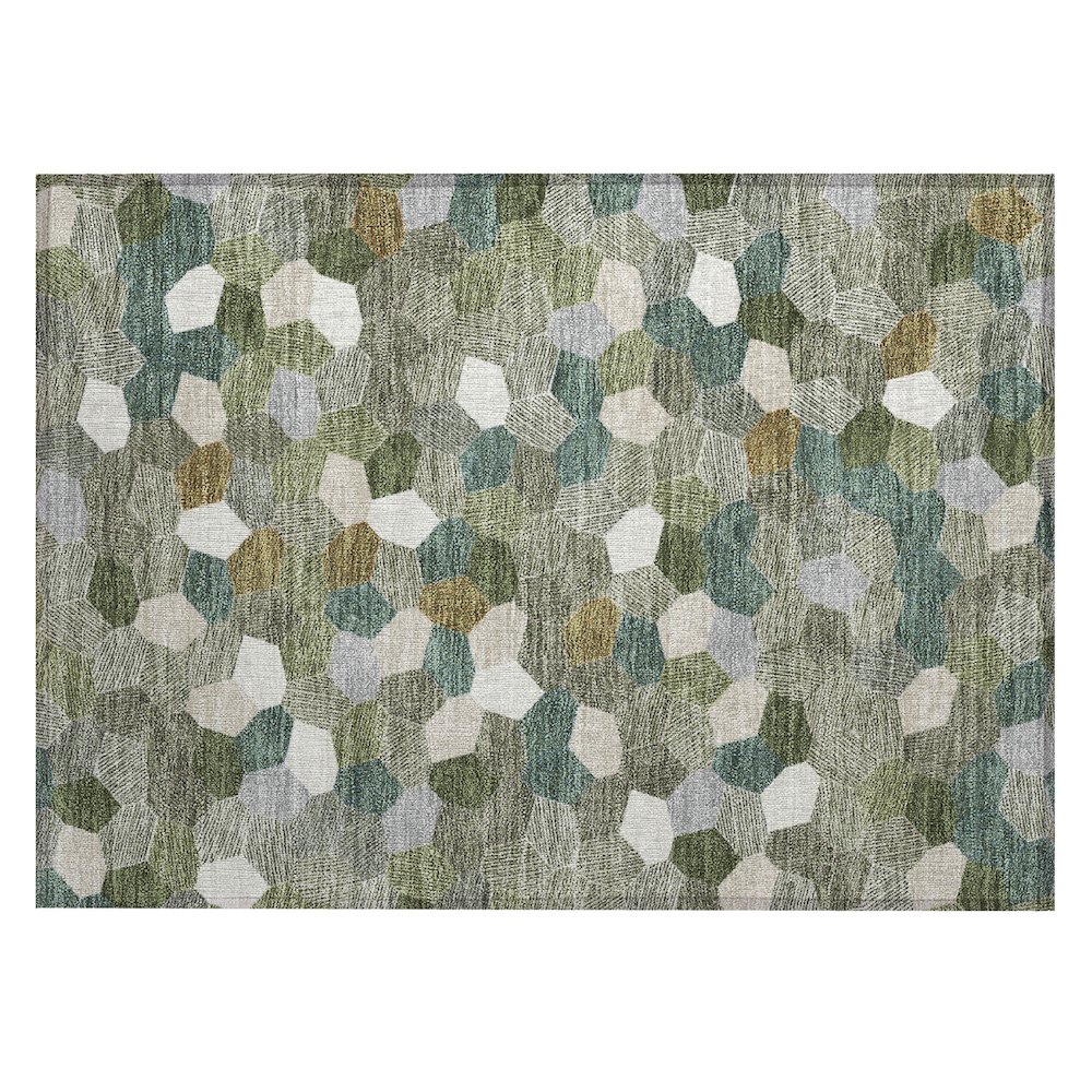 Machine Washable Indoor/Outdoor Chantille ACN2573 Green 1'8" x 2'6" Rug. Picture 1