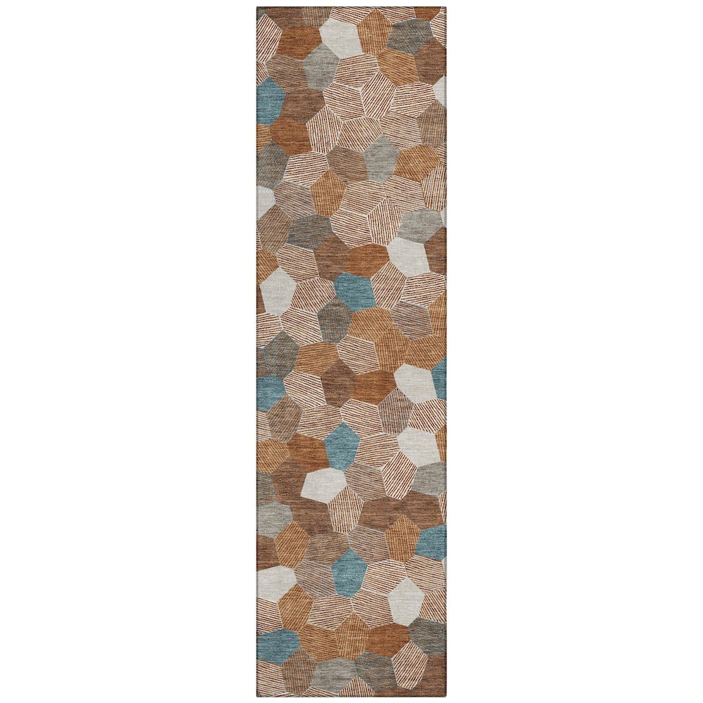 Machine Washable Indoor/Outdoor Chantille ACN2573 Orange 2'3" x 7'6" Runner Rug. Picture 1