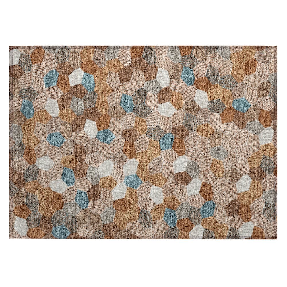 Machine Washable Indoor/Outdoor Chantille ACN2573 Orange 1'8" x 2'6" Rug. Picture 1