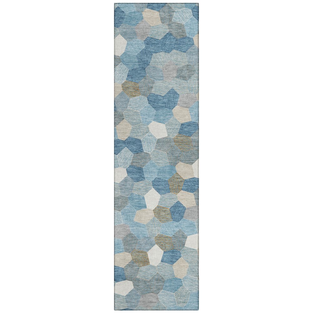 Machine Washable Indoor/Outdoor Chantille ACN2573 Teal 2'3" x 7'6" Runner Rug. Picture 1