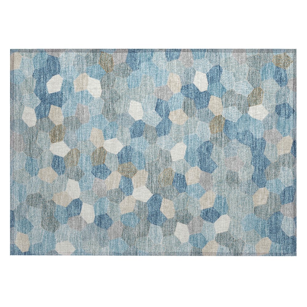 Machine Washable Indoor/Outdoor Chantille ACN2573 Teal 1'8" x 2'6" Rug. Picture 1