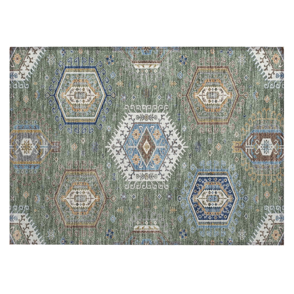 Machine Washable Indoor/Outdoor Chantille ACN2574 Green 1'8" x 2'6" Rug. Picture 1