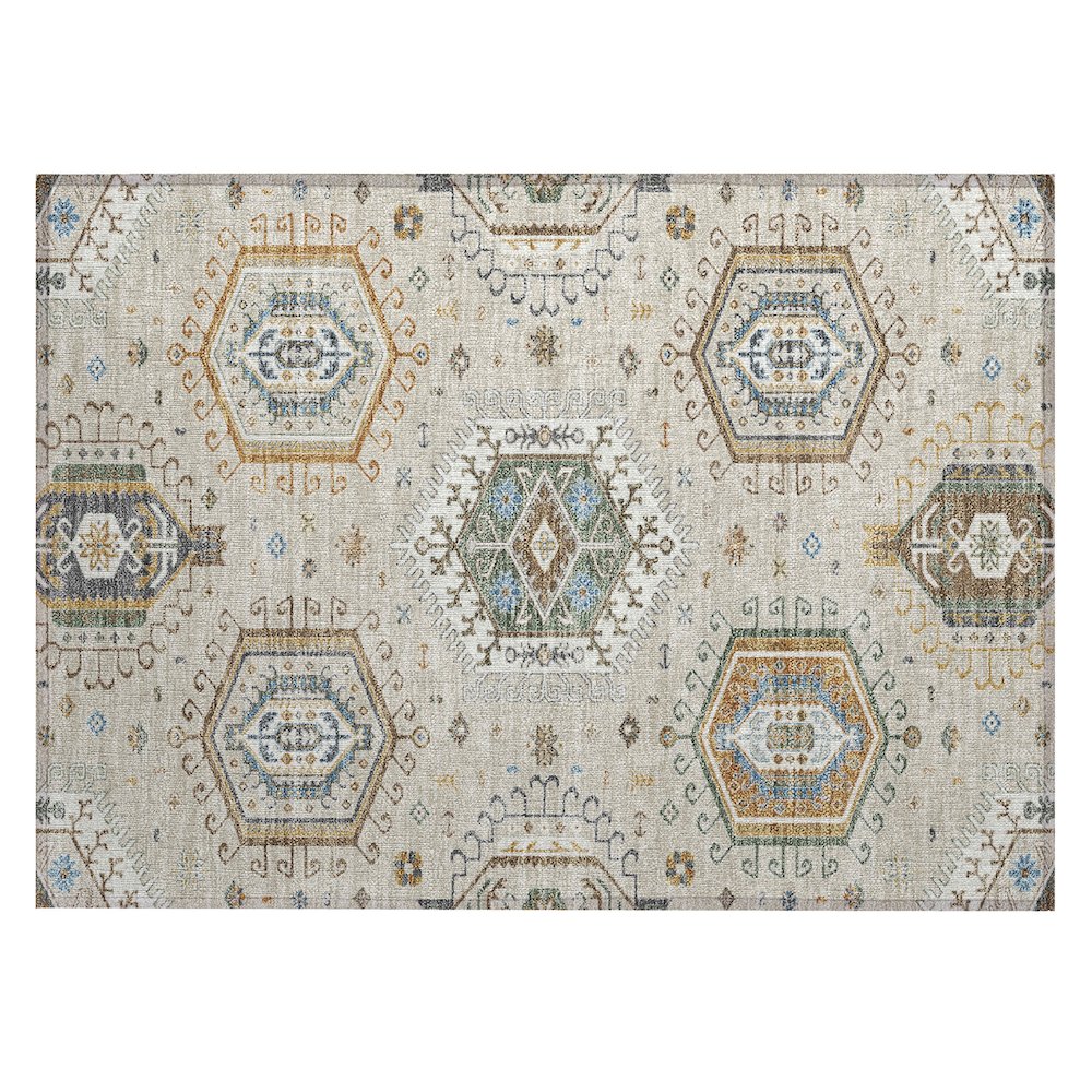 Machine Washable Indoor/Outdoor Chantille ACN2574 Brown 1'8" x 2'6" Rug. Picture 1