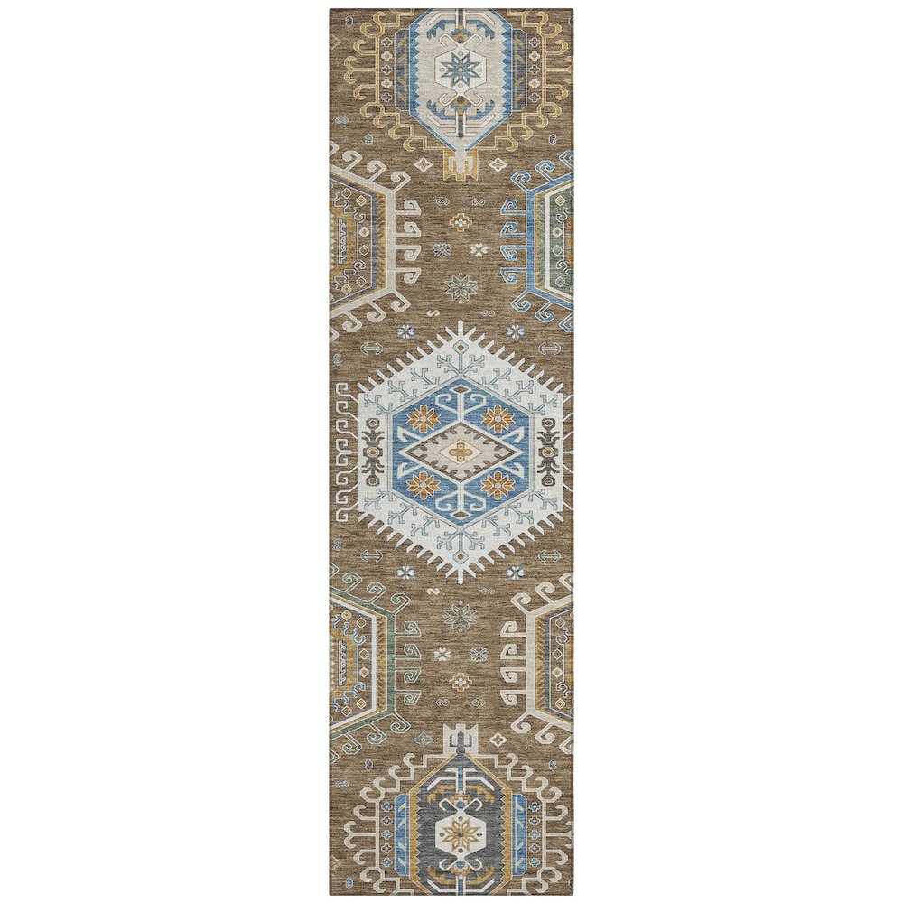 Machine Washable Indoor/Outdoor Chantille ACN2574 Brown 2'3" x 7'6" Runner Rug. Picture 1