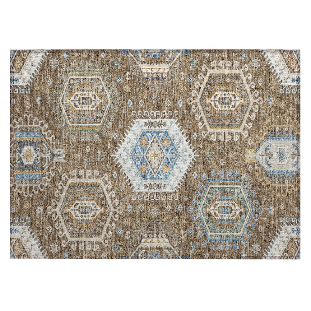Machine Washable Indoor/Outdoor Chantille ACN2574 Brown 1'8" x 2'6" Rug. Picture 1
