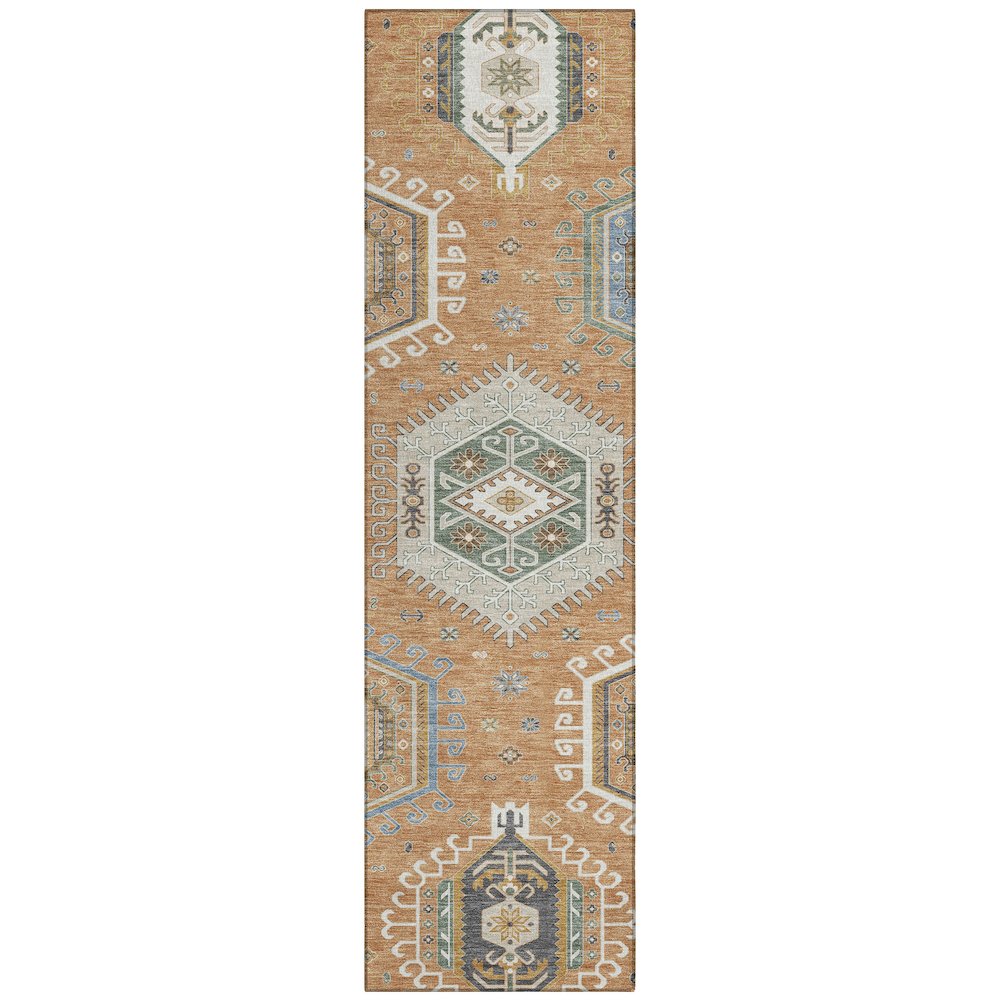 Machine Washable Indoor/Outdoor Chantille ACN2574 Orange 2'3" x 7'6" Runner Rug. Picture 1