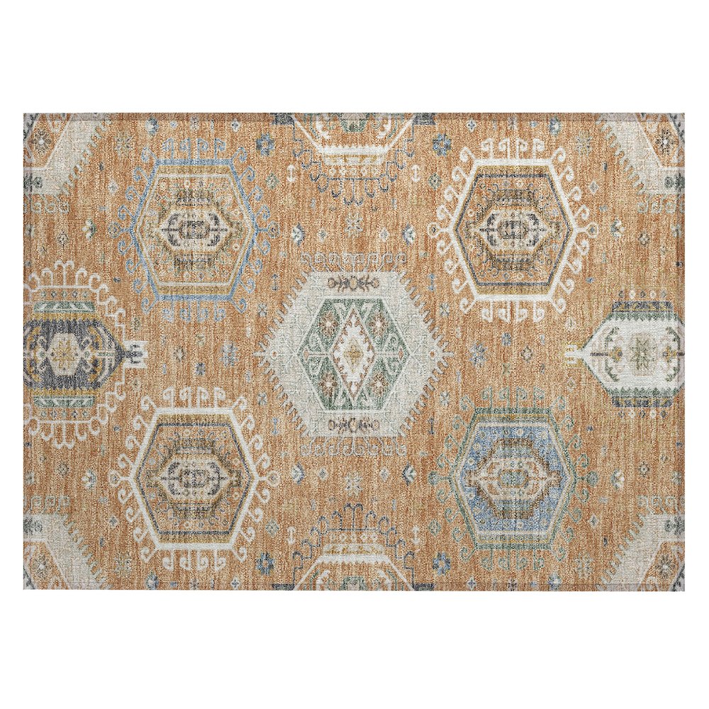 Machine Washable Indoor/Outdoor Chantille ACN2574 Orange 1'8" x 2'6" Rug. Picture 1