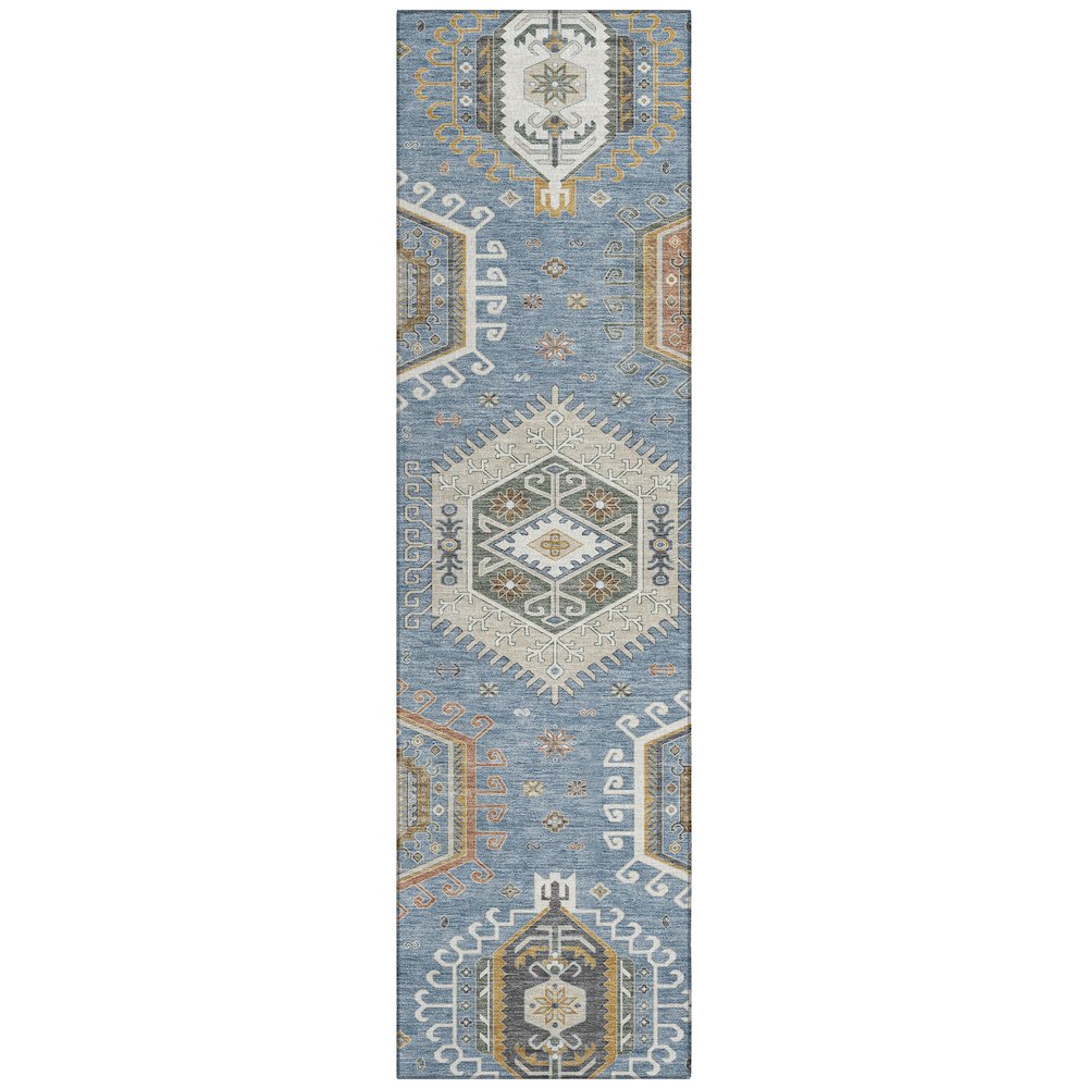 Machine Washable Indoor/Outdoor Chantille ACN2574 Blue 2'3" x 7'6" Runner Rug. Picture 1