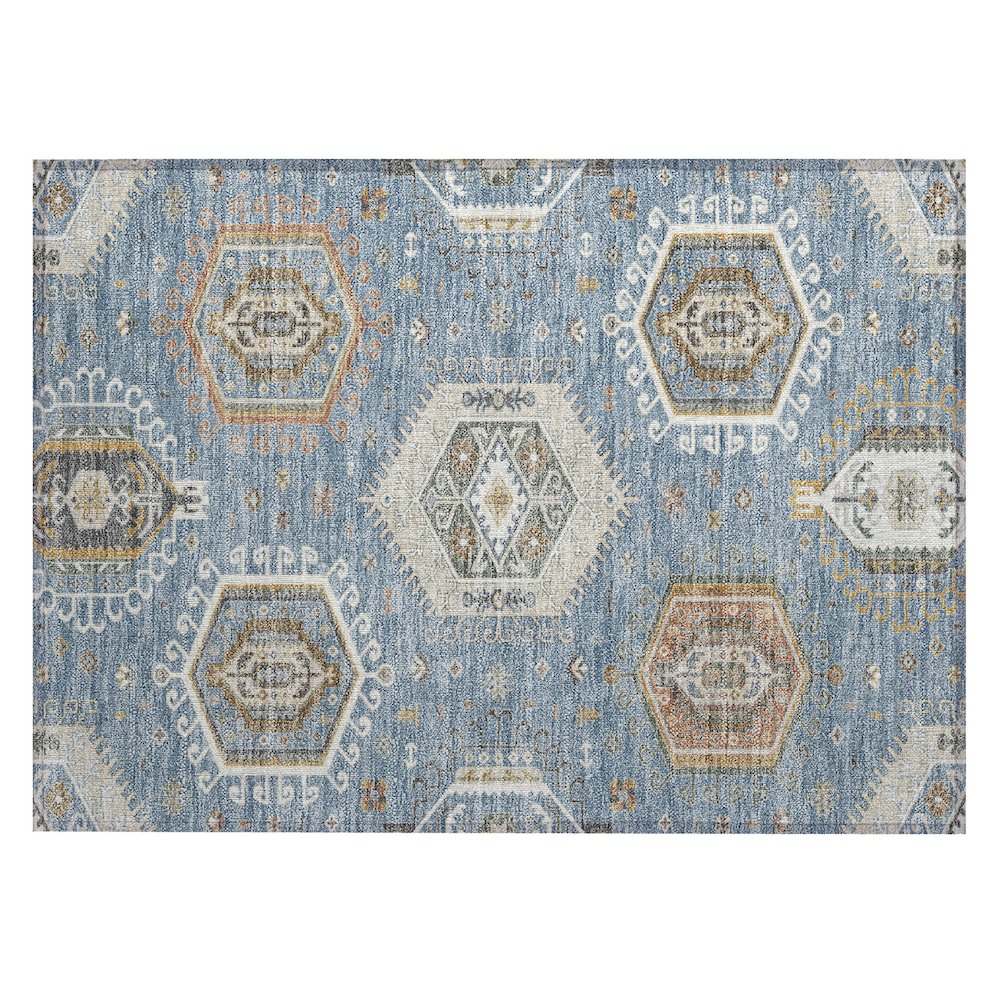 Machine Washable Indoor/Outdoor Chantille ACN2574 Blue 1'8" x 2'6" Rug. Picture 1