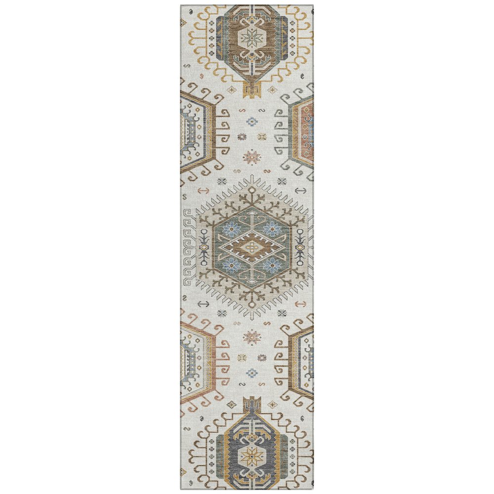 Machine Washable Indoor/Outdoor Chantille ACN2574 Ivory 2'3" x 7'6" Runner Rug. Picture 1