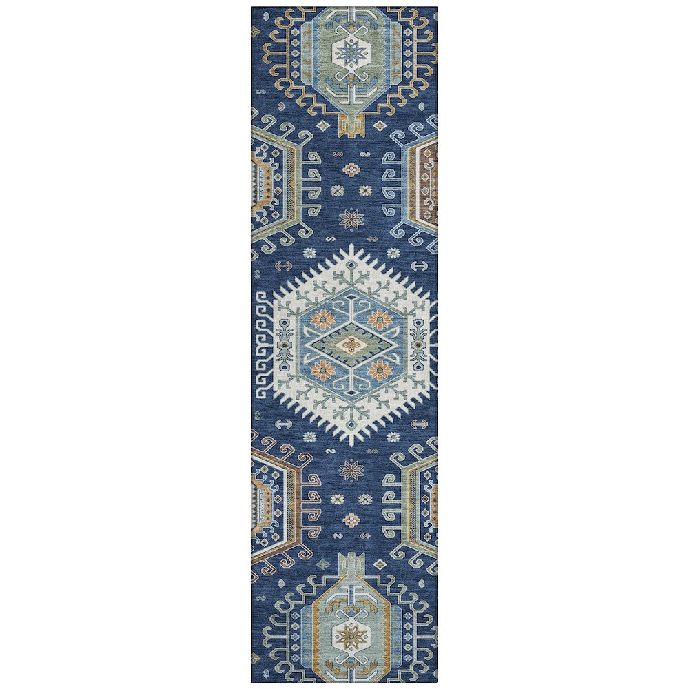 Machine Washable Indoor/Outdoor Chantille ACN2574 Blue 2'3" x 7'6" Runner Rug. Picture 1