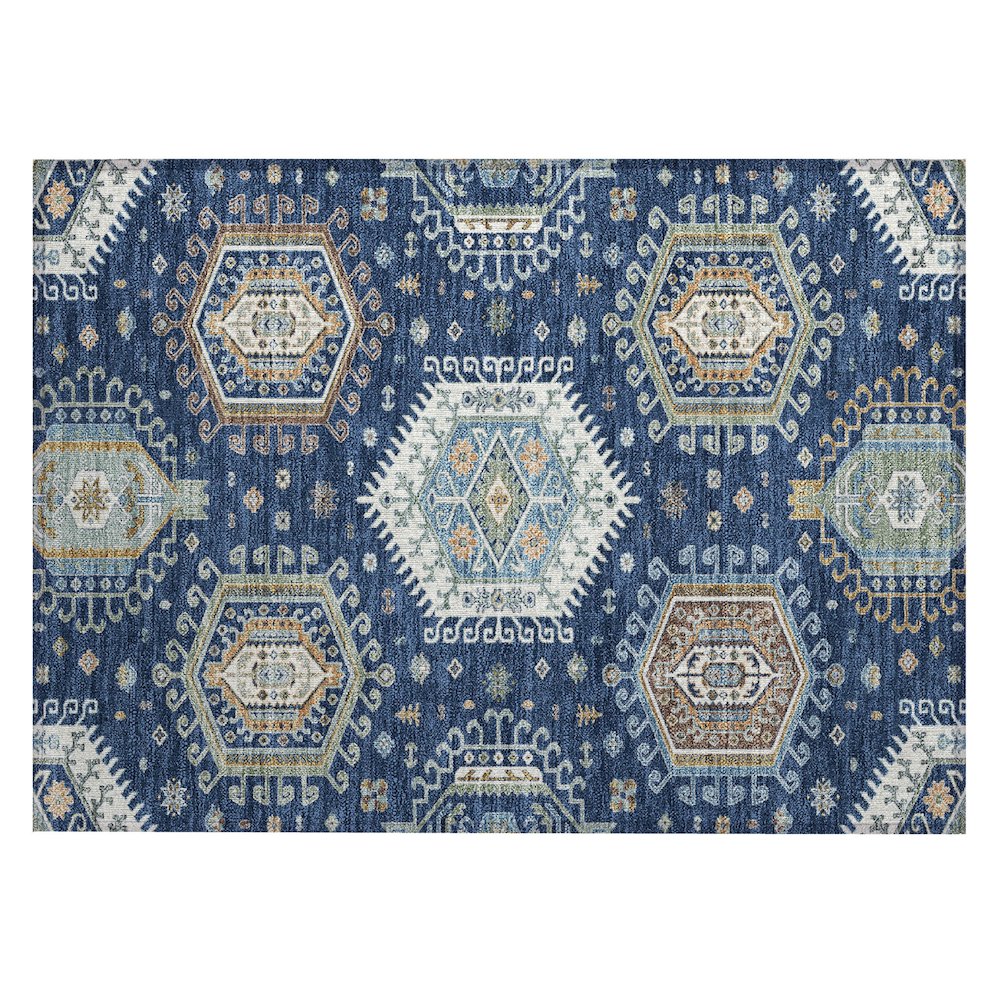 Machine Washable Indoor/Outdoor Chantille ACN2574 Blue 1'8" x 2'6" Rug. Picture 1