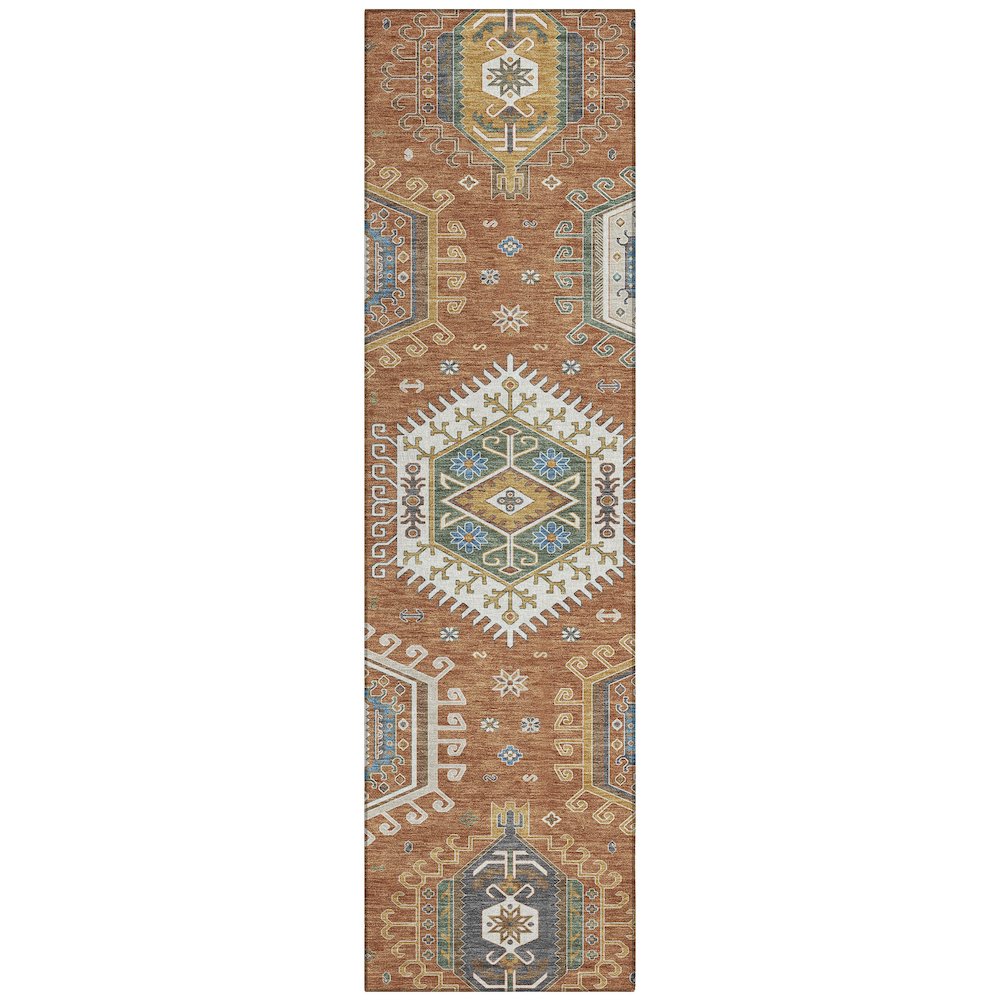 Machine Washable Indoor/Outdoor Chantille ACN2574 Orange 2'3" x 7'6" Runner Rug. Picture 1