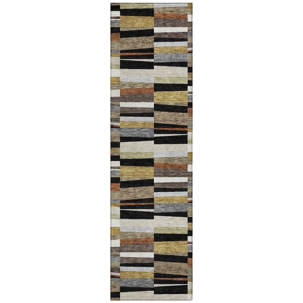 Machine Washable Indoor/Outdoor Chantille ACN2575 Black 2'3" x 7'6" Runner Rug. Picture 1