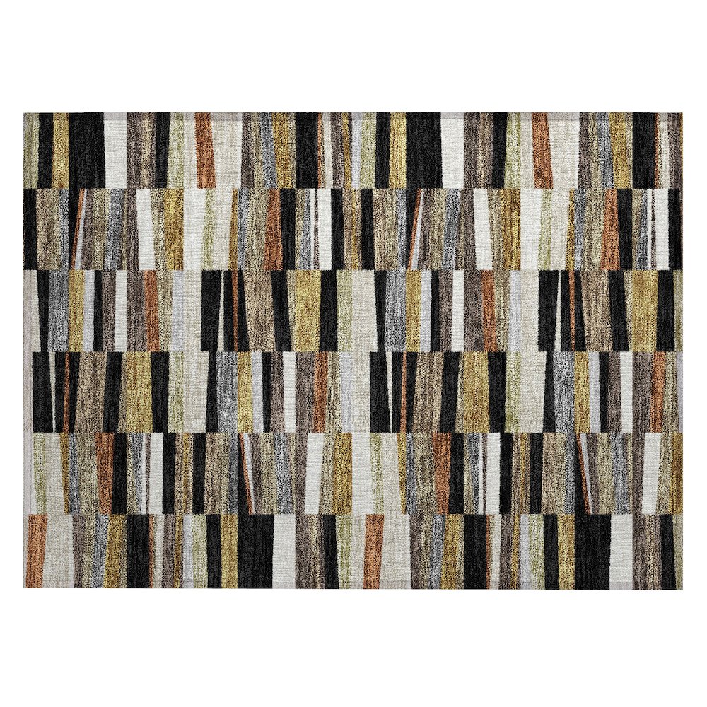 Machine Washable Indoor/Outdoor Chantille ACN2575 Black 1'8" x 2'6" Rug. Picture 1