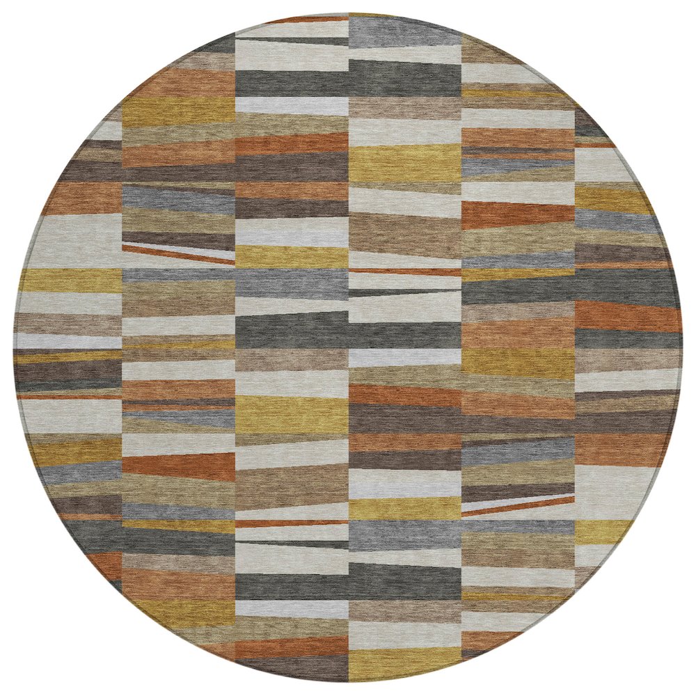 Machine Washable Indoor/Outdoor Chantille ACN2575 Brown 8' x 8' Round Rug. Picture 1