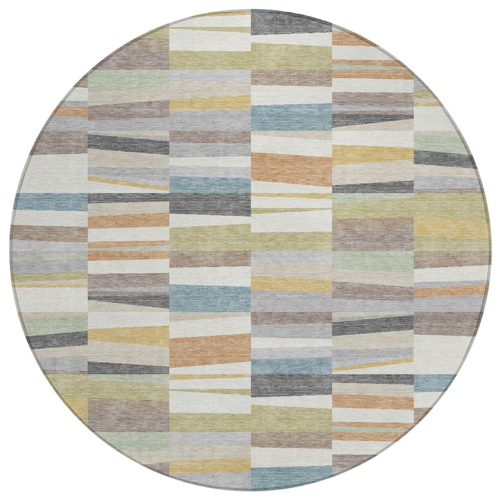 Machine Washable Indoor/Outdoor Chantille ACN2575 Ivory 8' x 8' Round Rug. Picture 1