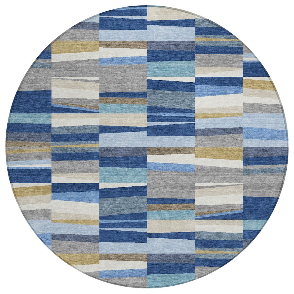 Machine Washable Indoor/Outdoor Chantille ACN2575 Blue 8' x 8' Round Rug. Picture 1
