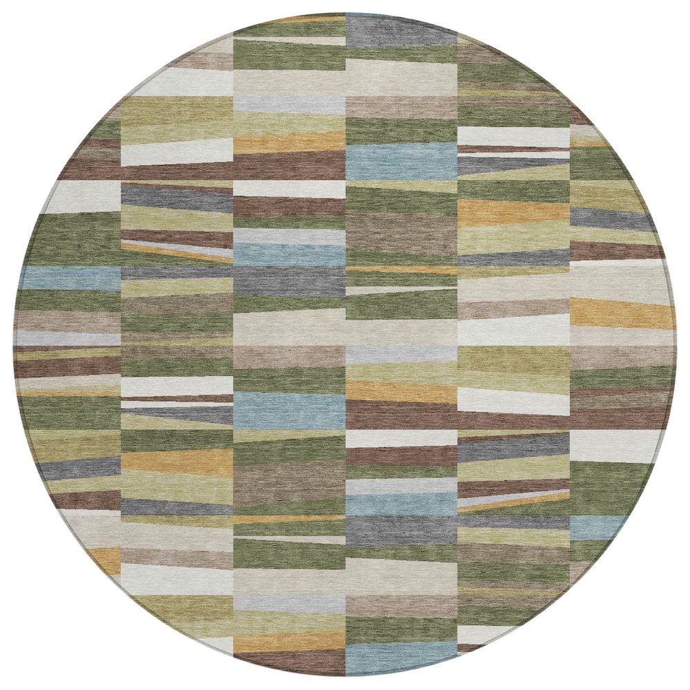 Machine Washable Indoor/Outdoor Chantille ACN2575 Green 8' x 8' Round Rug. Picture 1