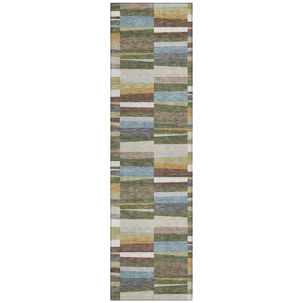 Machine Washable Indoor/Outdoor Chantille ACN2575 Green 2'3" x 7'6" Runner Rug. Picture 1