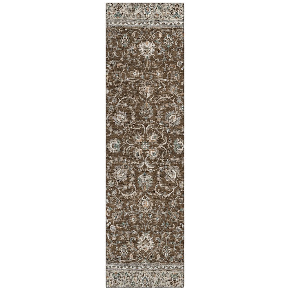 Machine Washable Indoor/Outdoor Chantille ACN2576 Brown 2'3" x 7'6" Runner Rug. Picture 1