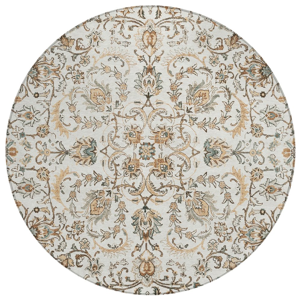 Machine Washable Indoor/Outdoor Chantille ACN2576 Ivory 8' x 8' Round Rug. Picture 1