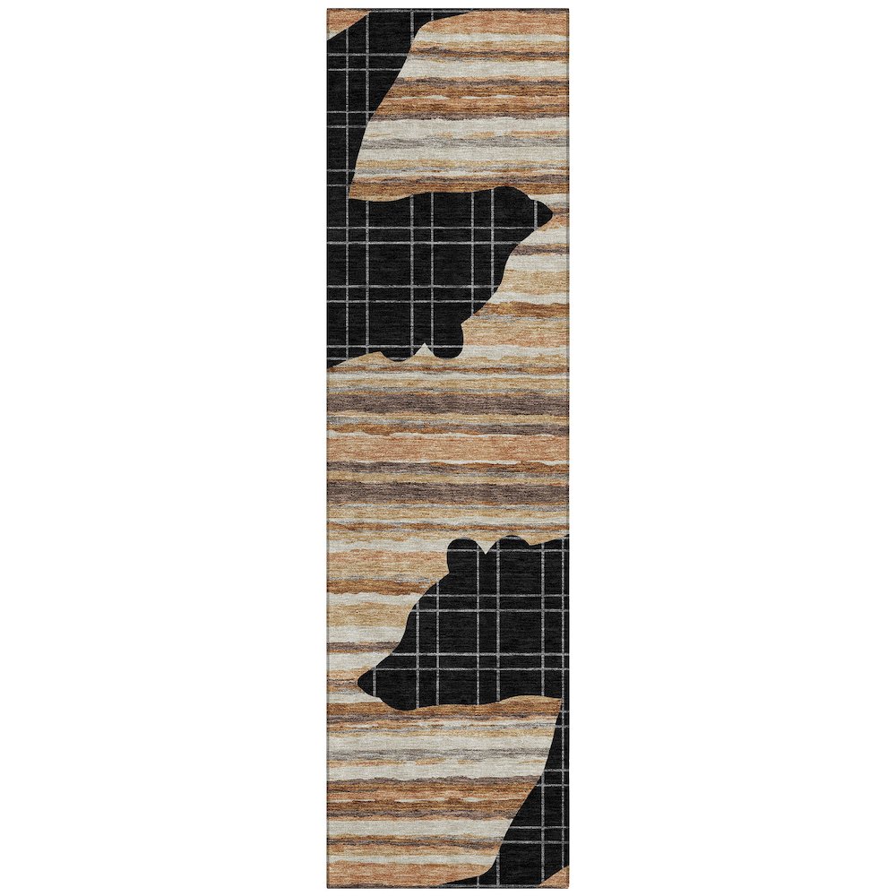 Machine Washable Indoor/Outdoor Chantille ACN2577 Black 2'3" x 7'6" Runner Rug. Picture 1